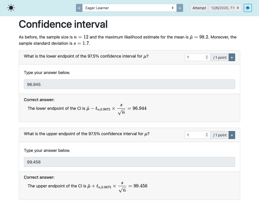 Grading interface.