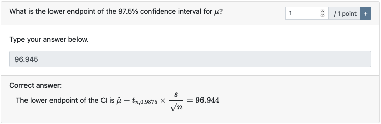 Question in the grading interface.