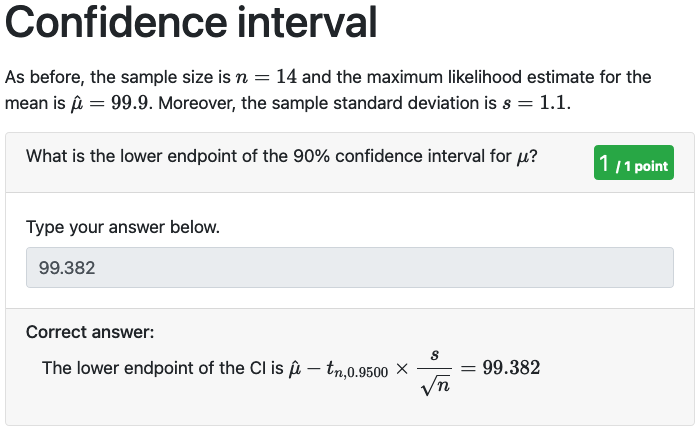 Feedback on the confidence interval section.